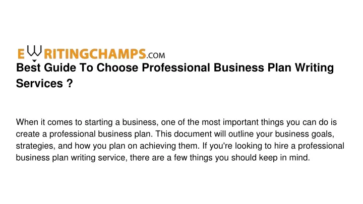 best business plan writing services