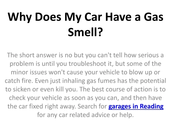 PPT Why Does My Car Have a Gas Smell? PowerPoint Presentation, free