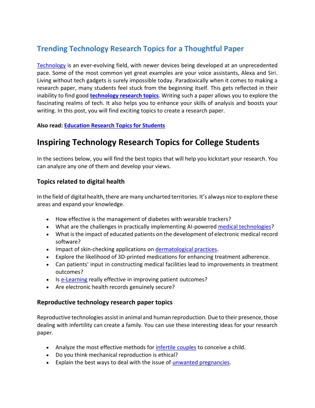 information technology research topics for postgraduate