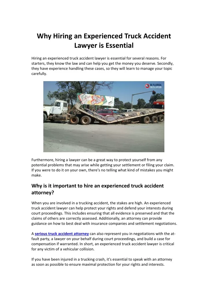 PPT - Why Hiring An Experienced Truck Accident Lawyer Is Essential ...