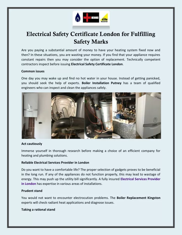 PPT - Electrical Safety Certificate London for Fulfilling Safety Marks ...