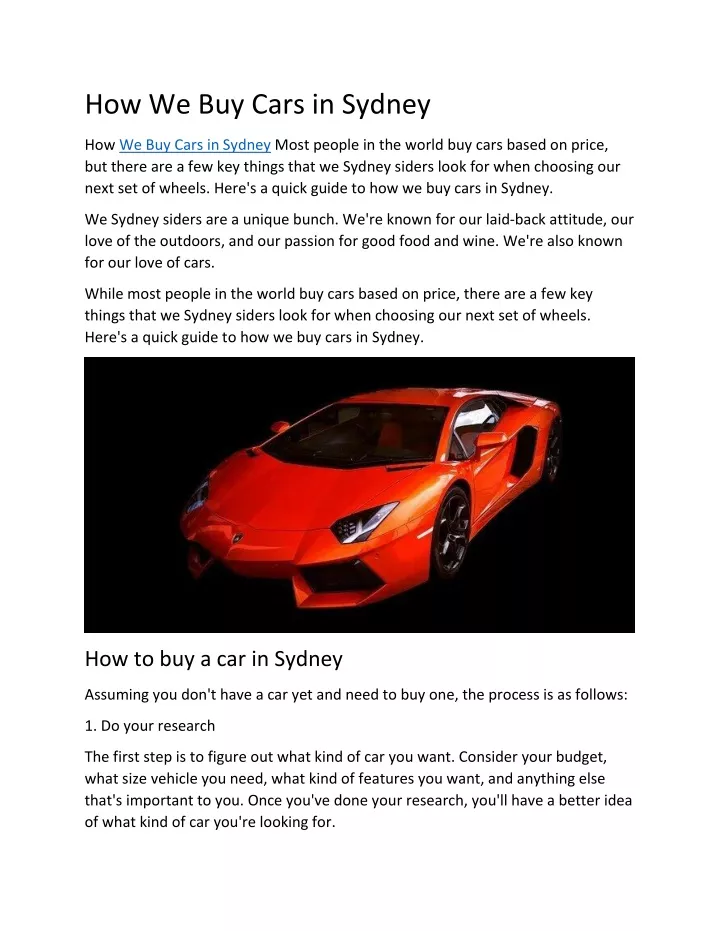 PPT How We Buy Cars in Sydney (1) PowerPoint Presentation, free