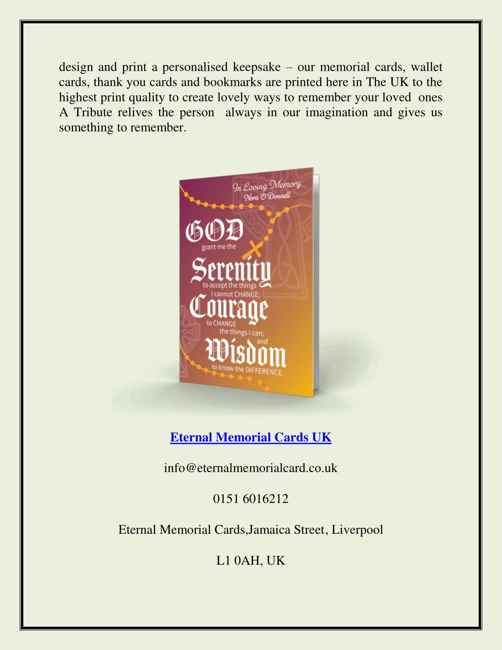 PPT Traditional Memorial Cards Uk Eternalmemorialcard.co.uk