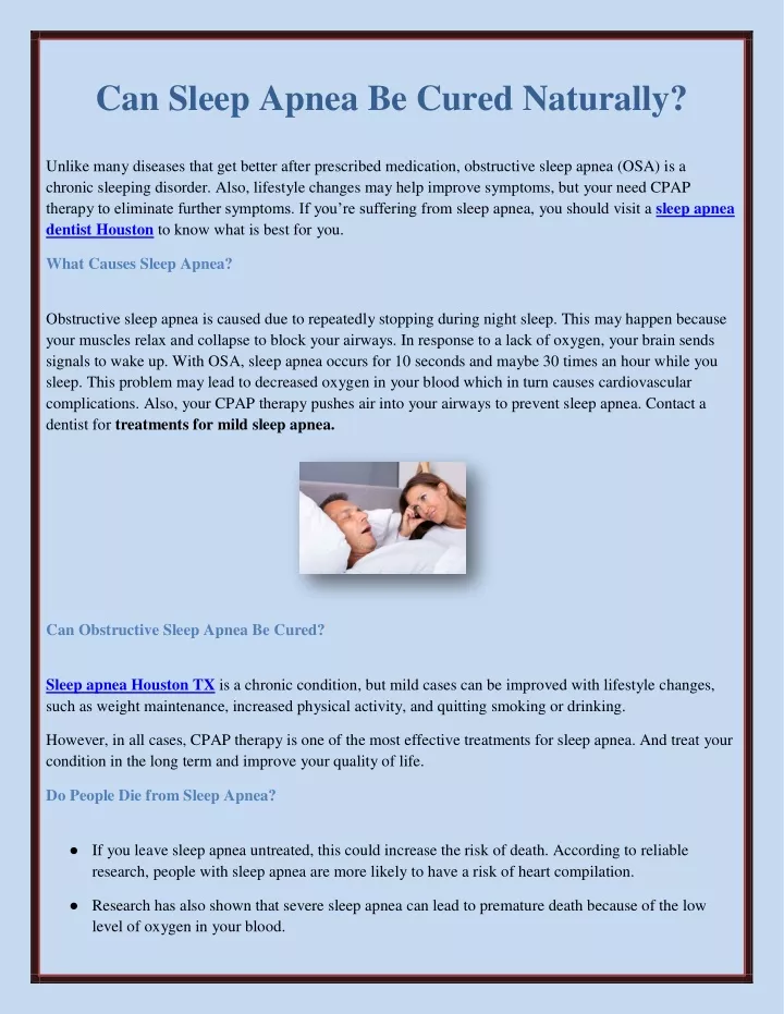 Can Sleep Apnea Be Cured Naturally