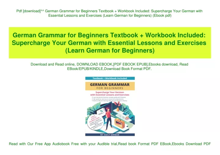 PPT - Pdf [download]^^ German Grammar For Beginners Textbook Workbook ...