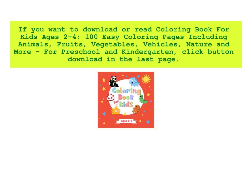PPT - mobiePub Coloring Book For Kids Ages 2-4 100 Easy Coloring