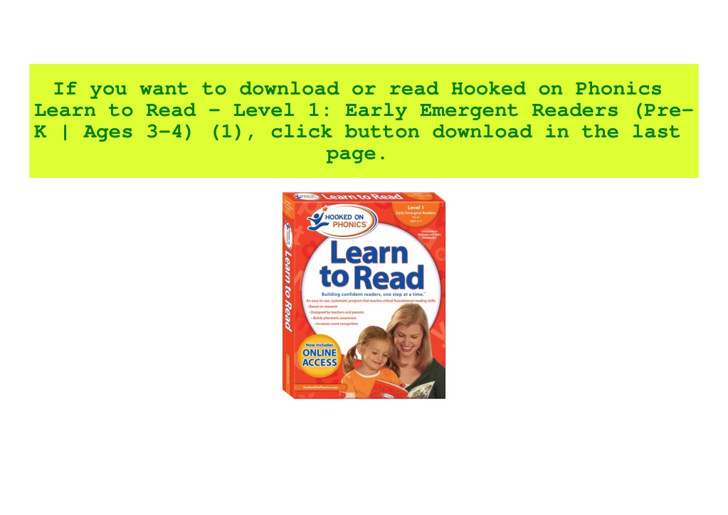 PPT - {DOWNLOAD} Hooked On Phonics Learn To Read - Level 1 Early ...