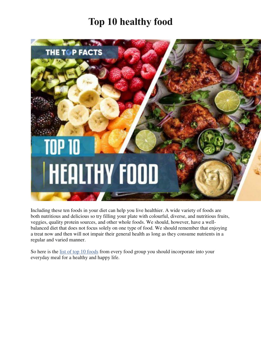 PPT Top 10 healthy food PowerPoint Presentation, free download ID