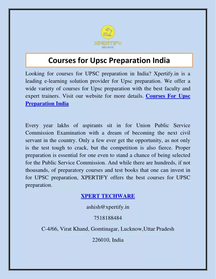 PPT Courses for Upsc Preparation India Xpertify.in PowerPoint