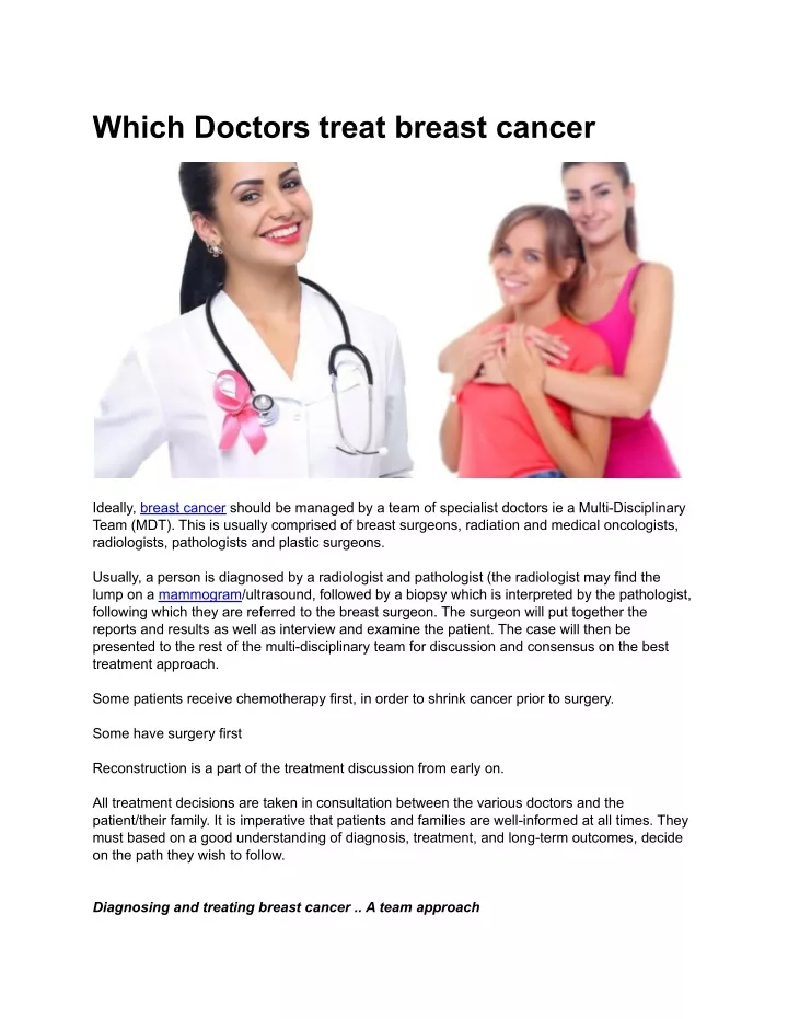 PPT Which Doctors Treat Breast Cancer PowerPoint Presentation Free 
