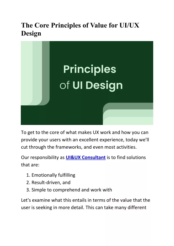 PPT - The Core Principles of Value for UI and UX Design PowerPoint ...
