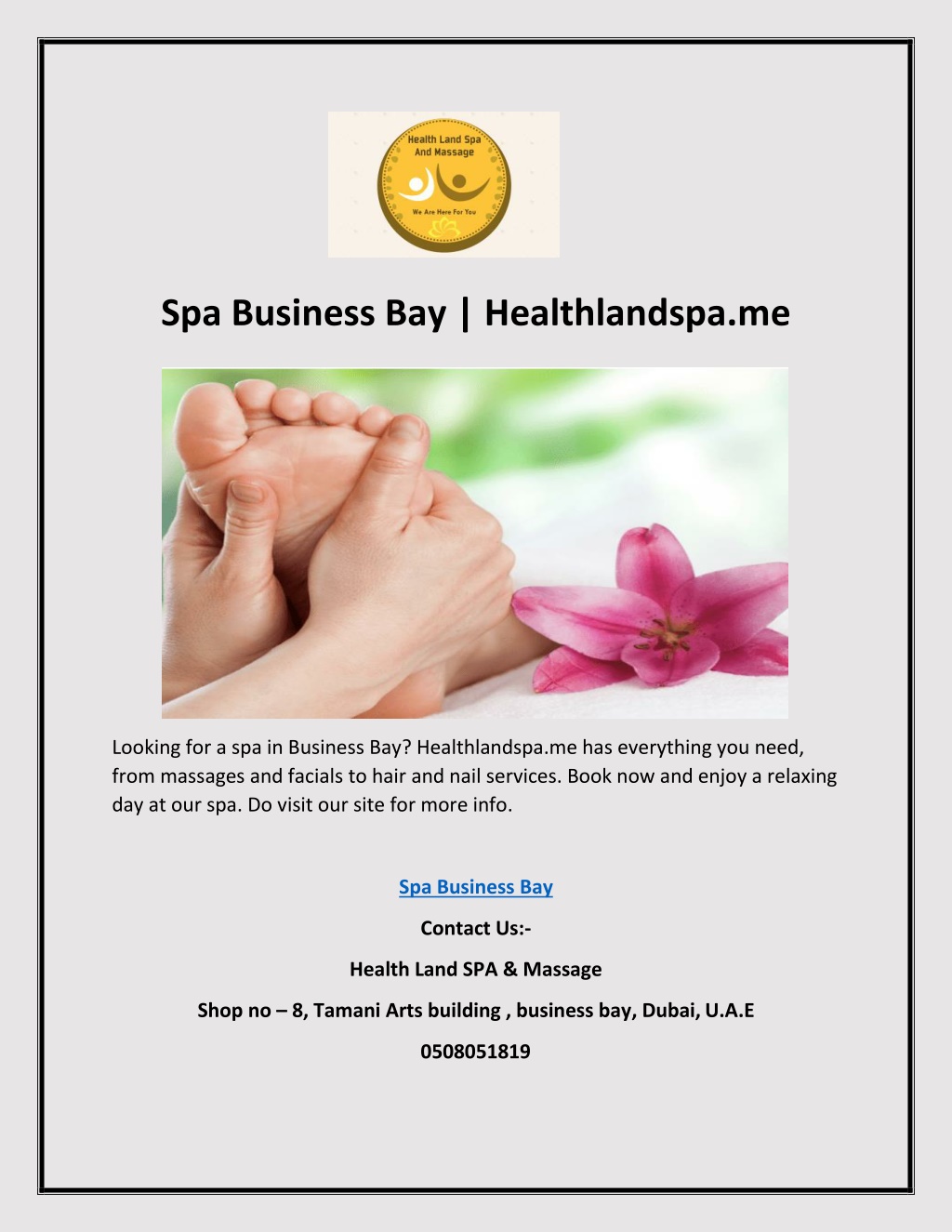 Ppt Spa Business Bay Healthlandspa Me Powerpoint Presentation Free