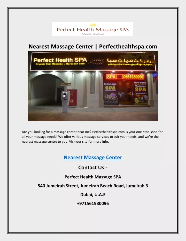 PPT - Nearest Massage Center | Perfecthealthspa.com PowerPoint ...