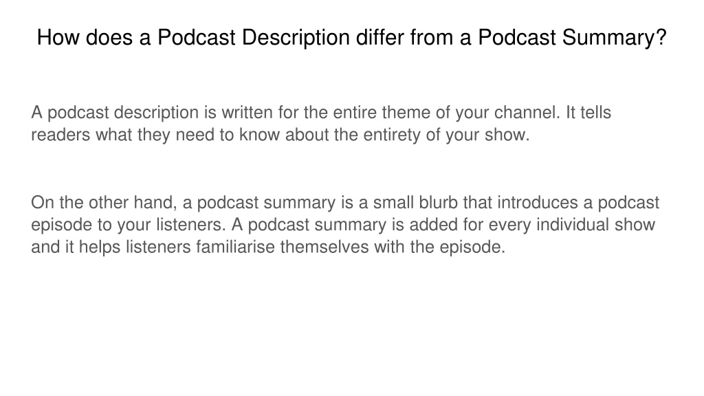 PPT Writing a Podcast Description with AI Tips and Tricks for