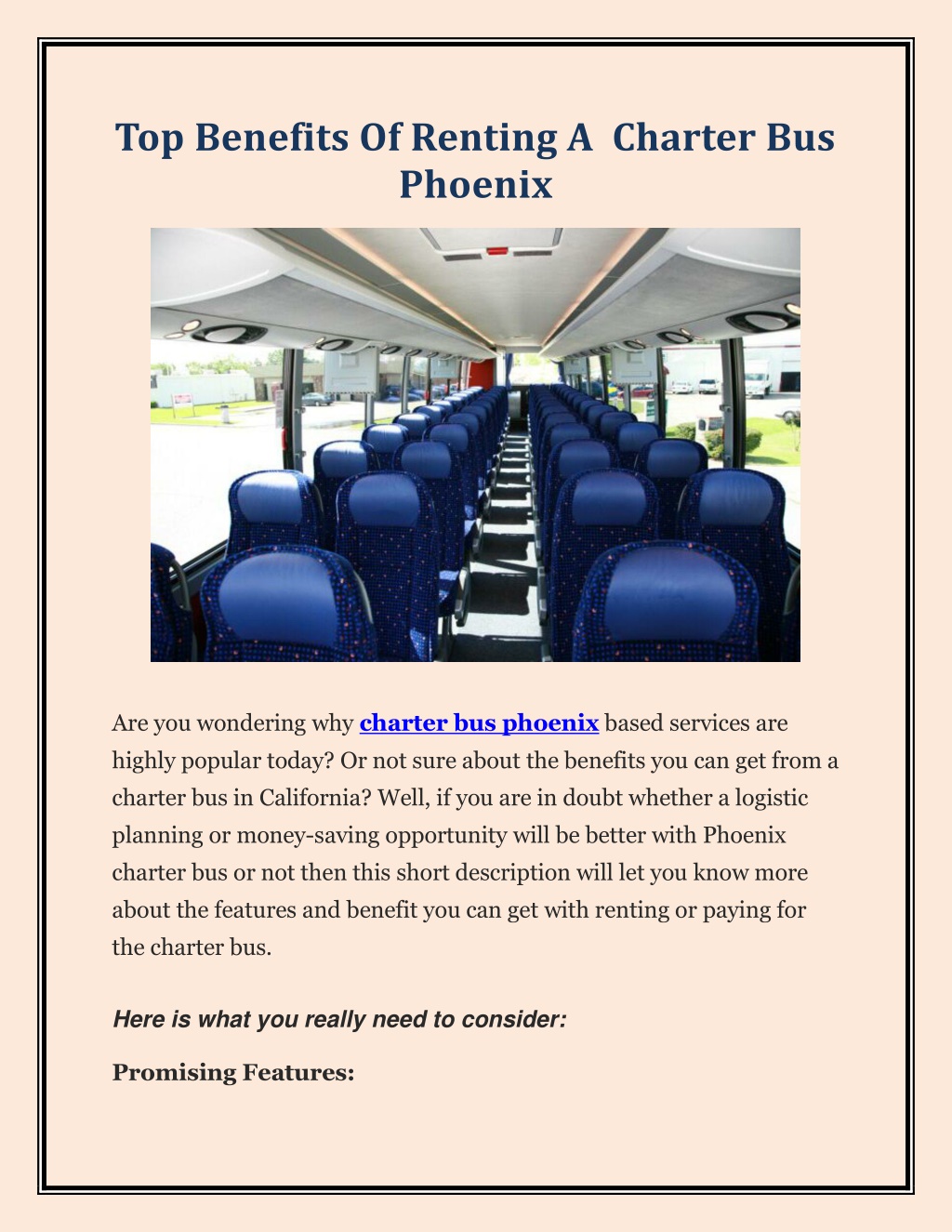 Ppt Top Benefits Of Renting A Charter Bus Phoenix Powerpoint