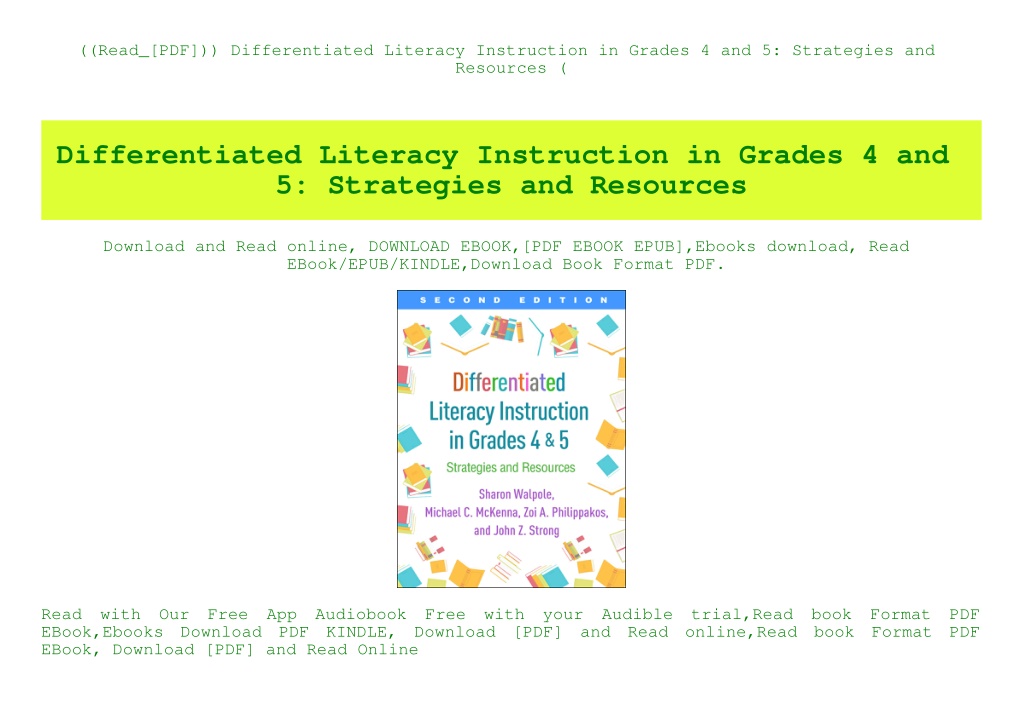 PPT - ((Read_[PDF])) Differentiated Literacy Instruction In Grades 4 ...