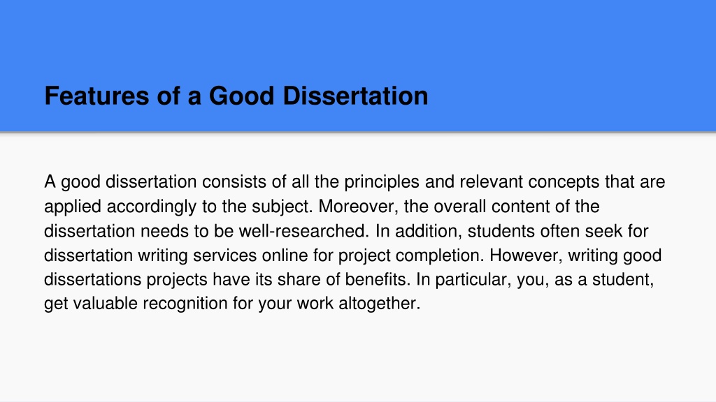 good dissertation meaning