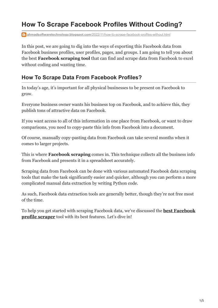 PPT How To Scrape Facebook Profiles Without Coding PowerPoint