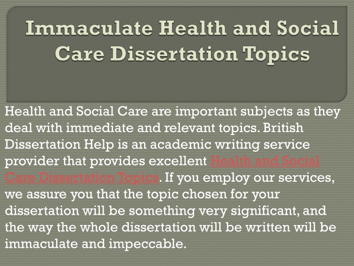 health and social care dissertation topics