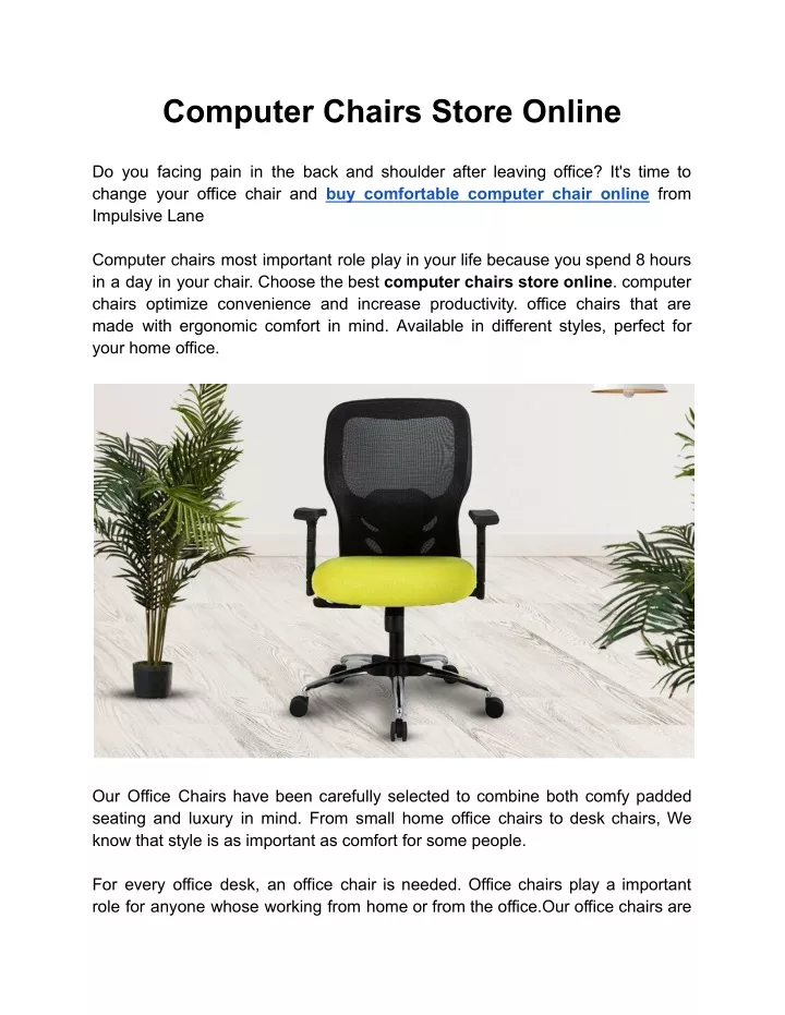 PPT Computer Chairs Store Online PowerPoint Presentation, free