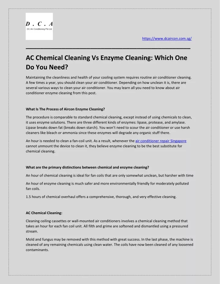 PPT AC Chemical Cleaning Vs Enzyme Cleaning PowerPoint Presentation, free download ID11757367