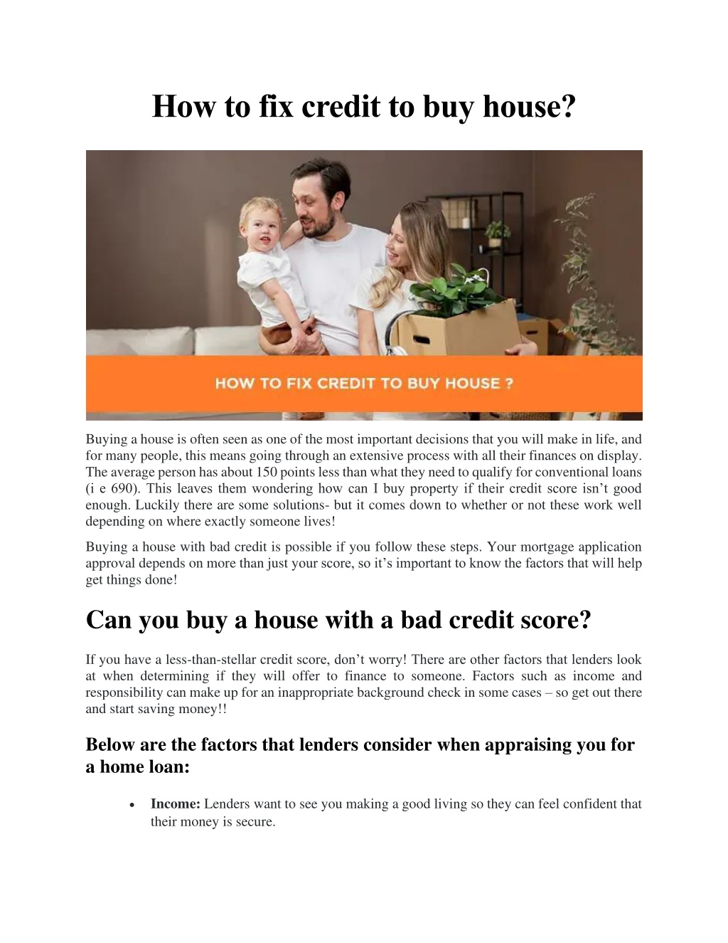 PPT How to fix credit to buy house PowerPoint Presentation, free