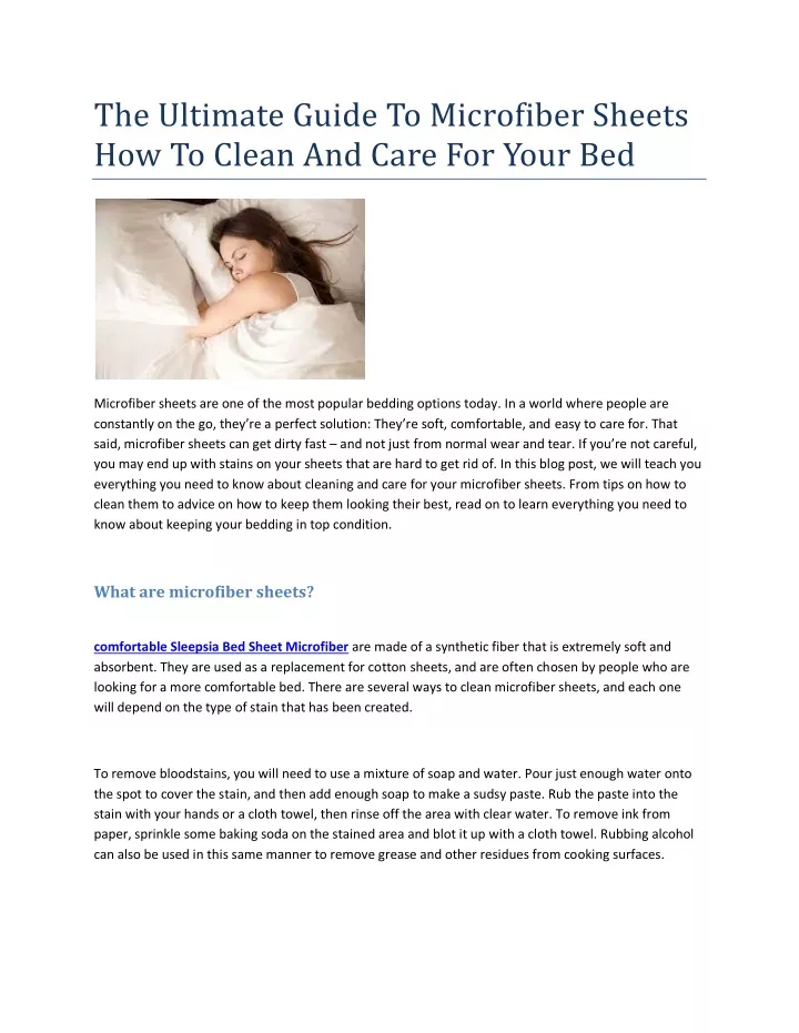 PPT The Ultimate Guide To Microfiber Sheets How To Clean And Care For