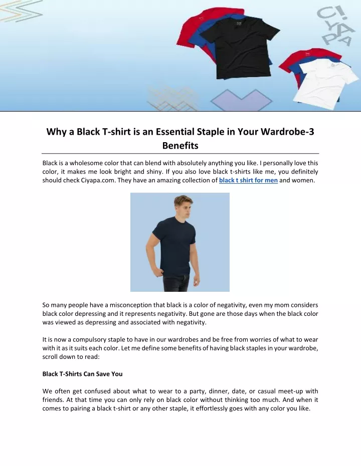 PPT - Why a Black T-shirt is an Essential Staple in Your Wardrobe-3 ...