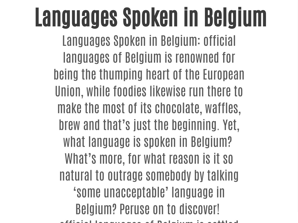 PPT Languages Spoken In Belgium PowerPoint Presentation Free   Languages Spoken In Belgium Languages Spoken L 