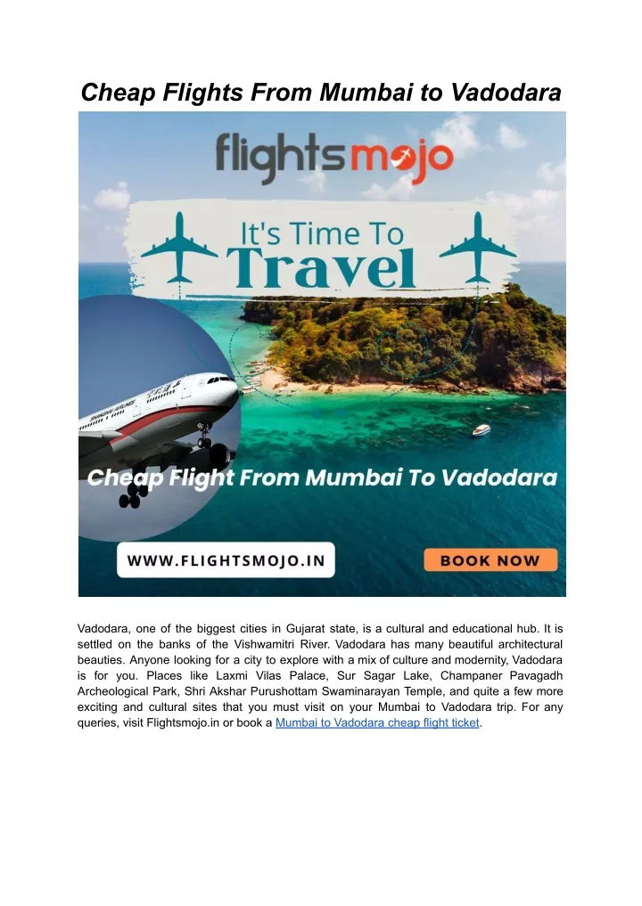 PPT Cheap Flight From Mumbai To Vadodara PowerPoint Presentation