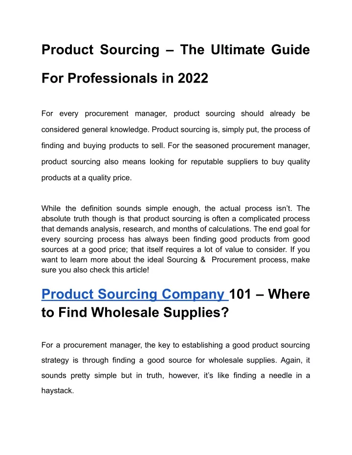 PPT - Product Sourcing PowerPoint Presentation, Free Download - ID:11759414