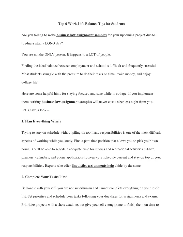PPT - Top 6 Work-Life Balance Tips for Students PowerPoint Presentation ...