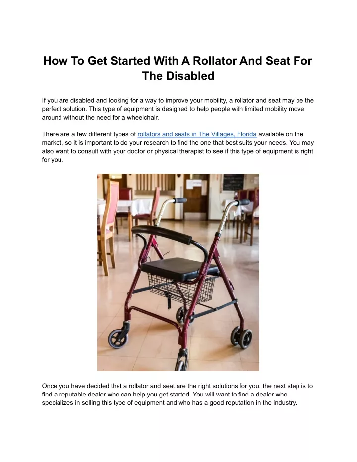 PPT How To Get Started With A Rollator And Seat For The Disabled PowerPoint Presentation ID