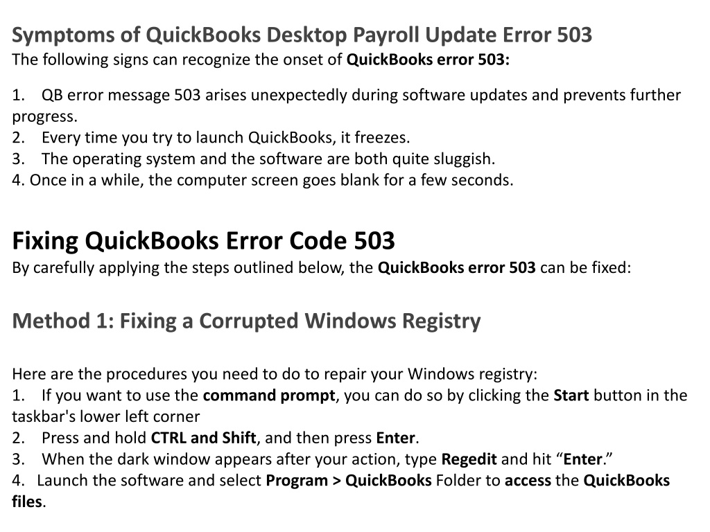 Ppt How To Resolve Quickbooks Desktop Update Error 503 Powerpoint Presentation Id 11764309