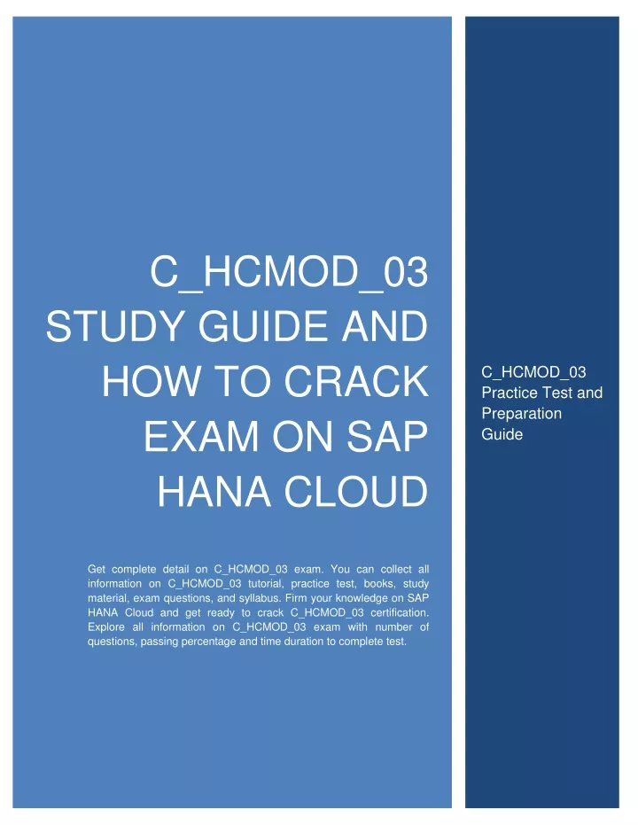 PPT - C_HCMOD_03 Study Guide and How to Crack Exam on SAP HANA Cloud 