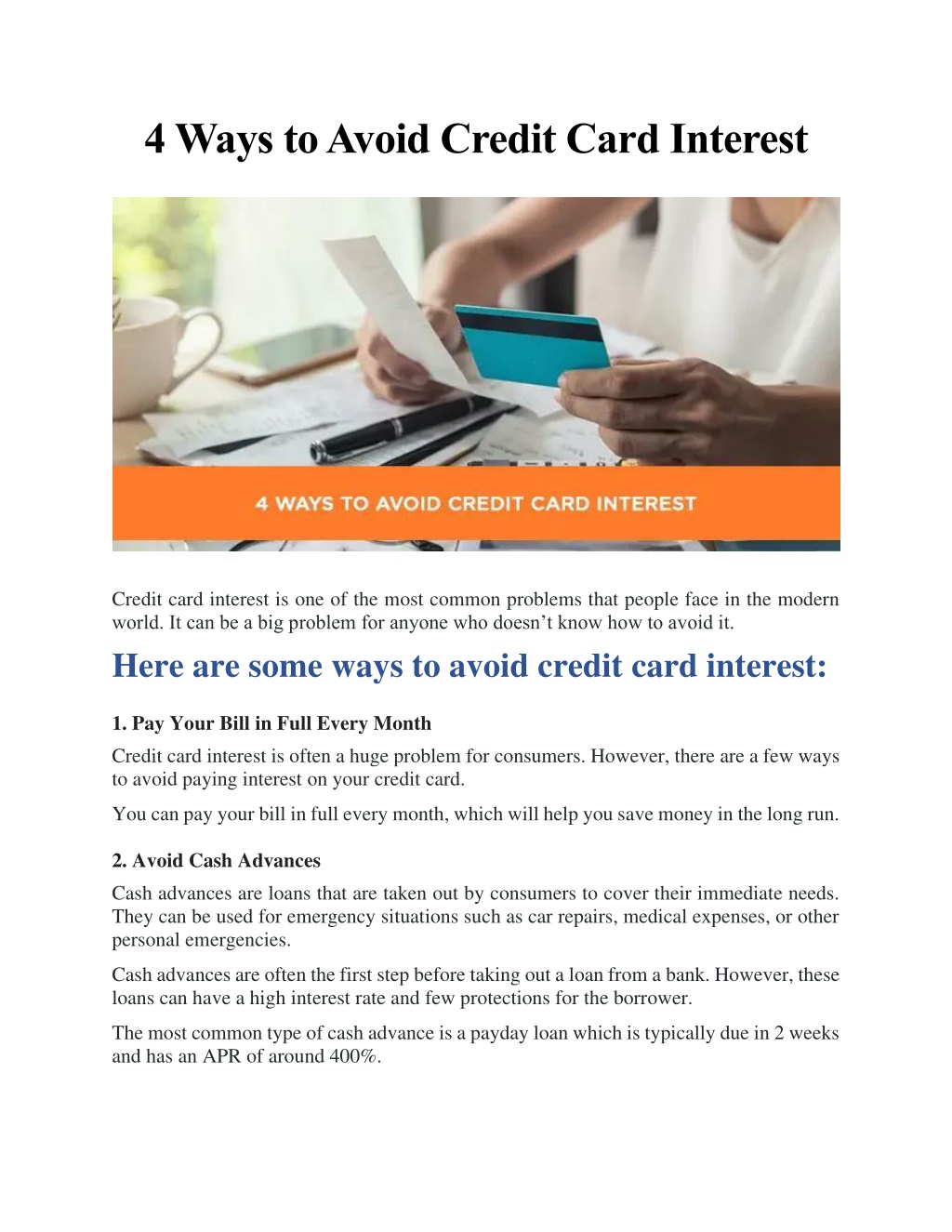 PPT - 4 Ways To Avoid Credit Card Interest PowerPoint Presentation ...