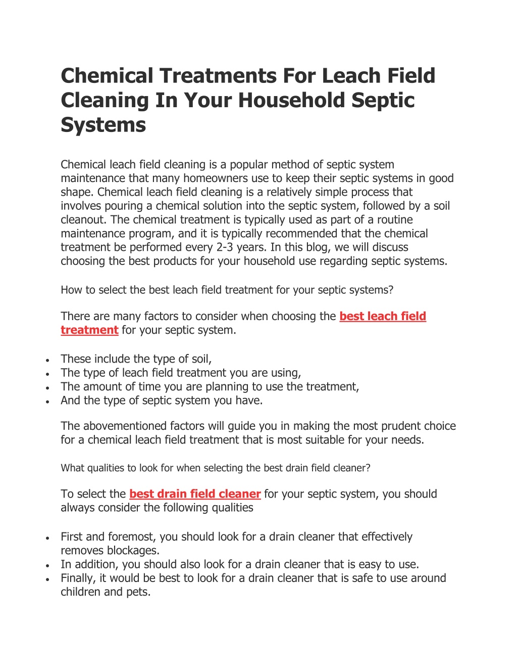 PPT - Chemical Treatments For Leach Field Cleaning In Your Household ...