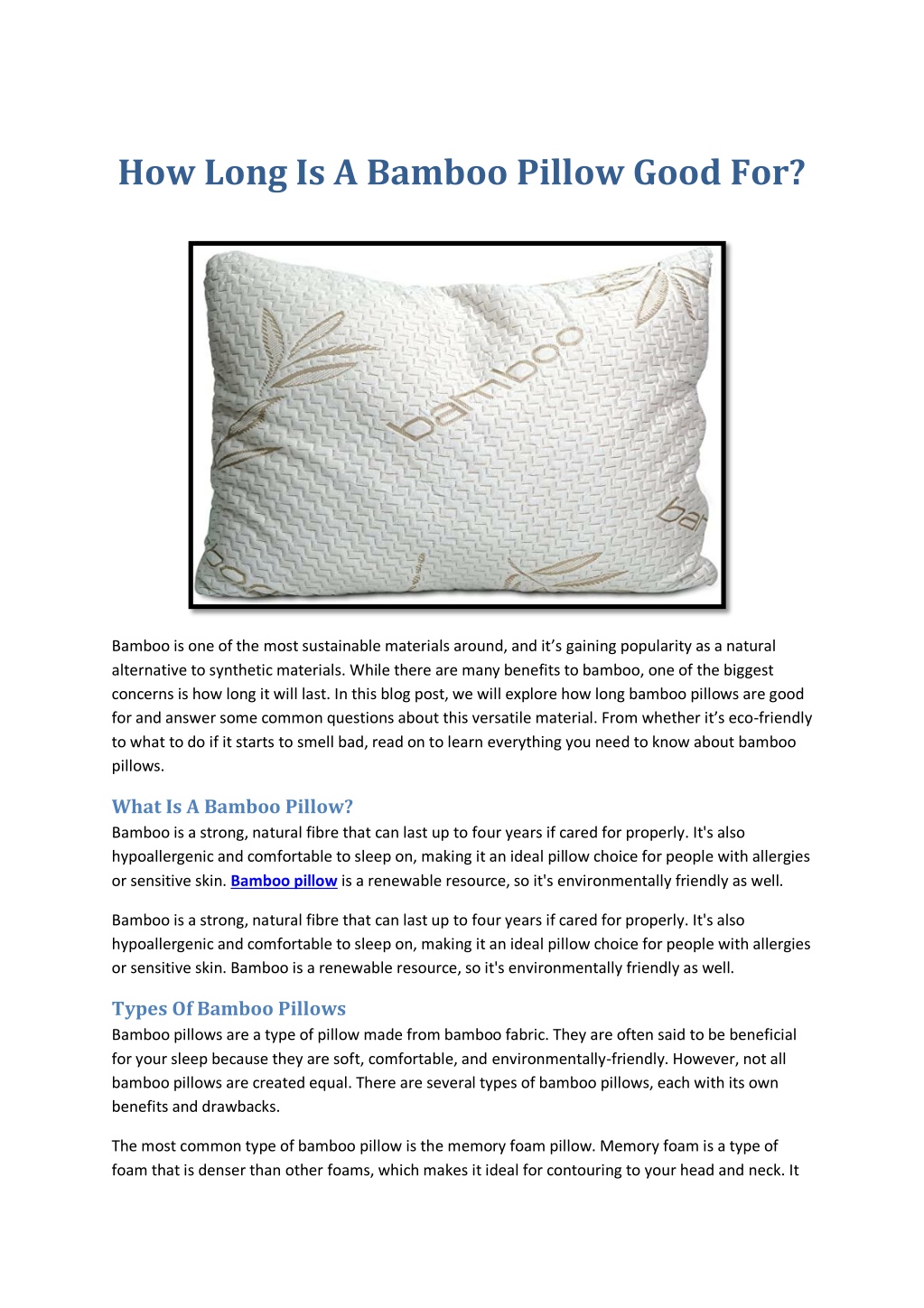 PPT How Long Is A Bamboo Pillow Good For PowerPoint Presentation