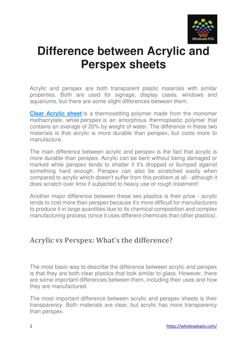 PPT - Difference Between Acrylic And Perspex Sheets PowerPoint ...