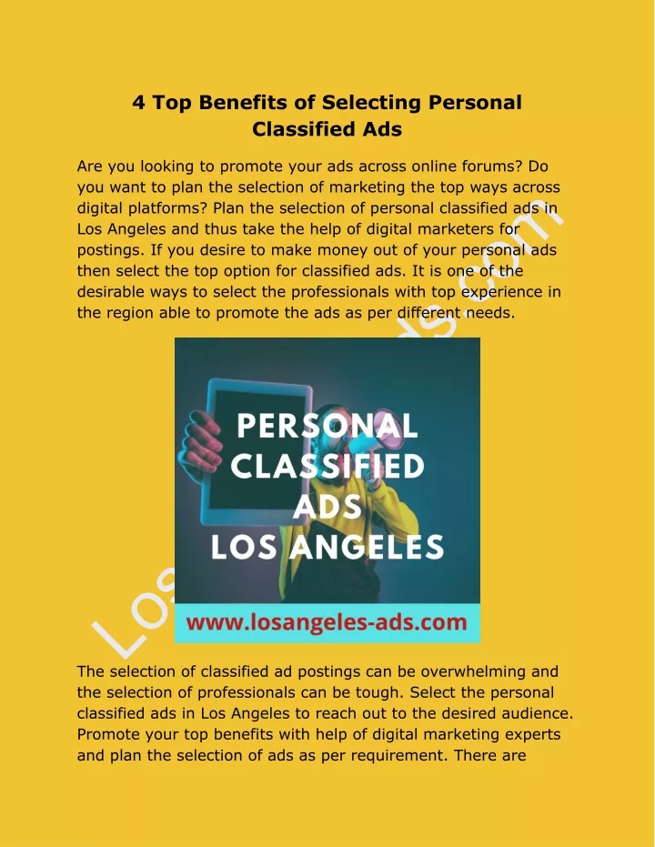 Ppt 4 Top Benefits Of Selecting Personal Classified Ads Powerpoint Presentation Id11767260