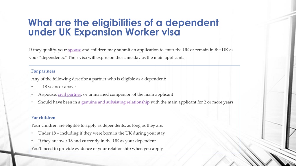 PPT - UK Expansion Worker Dependent Visa Explained By Our Consultant ...