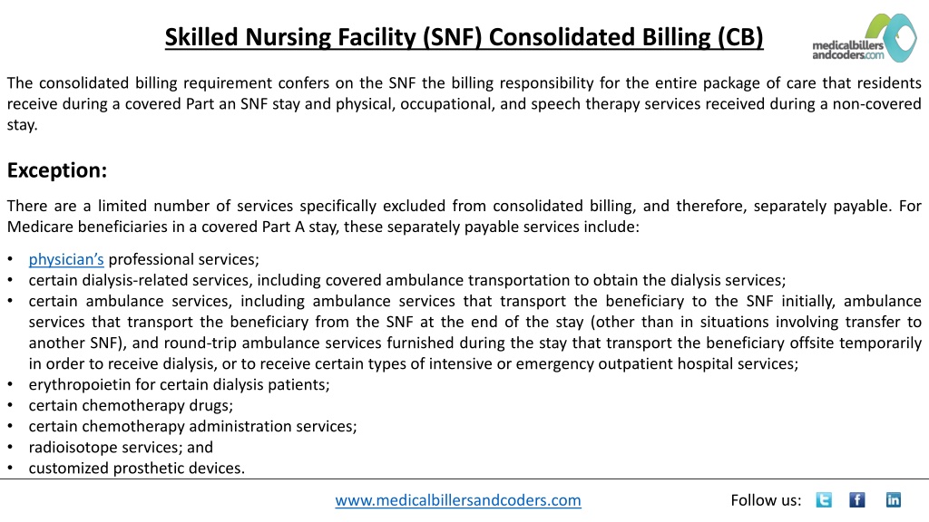 PPT - Skilled Nursing Facility (SNF) Consolidated Billing (CB ...