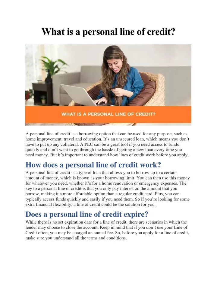 what are personal lines of credit