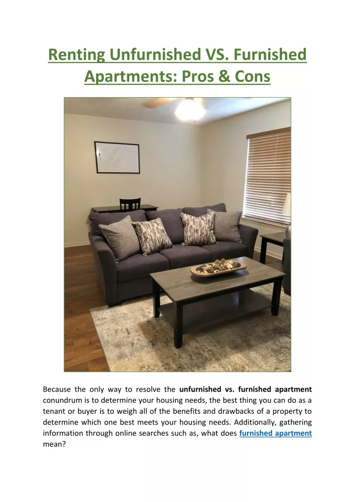 PPT Renting Unfurnished VS. Furnished Apartments Pros & Cons