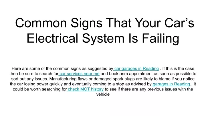 PPT - Common Signs That Your Car’s Electrical System Is Failing (1