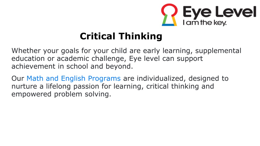 critical thinking eye level