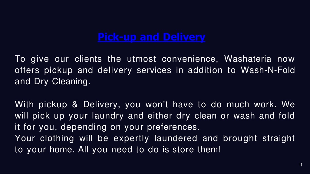 PPT Wash and fold pickup and delivery Service Provider Washateria
