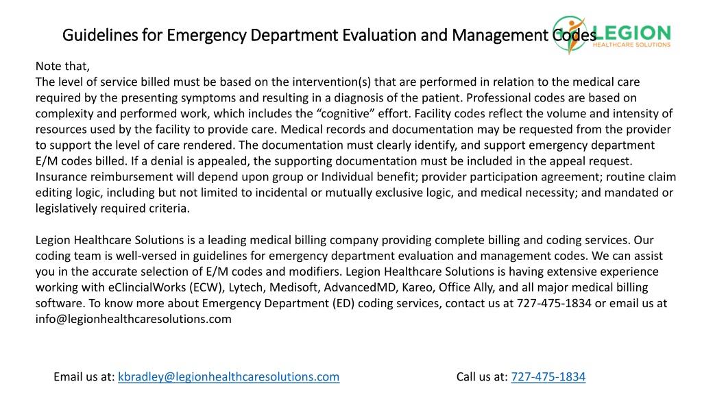 PPT Guidelines for Emergency Department Evaluation and Management