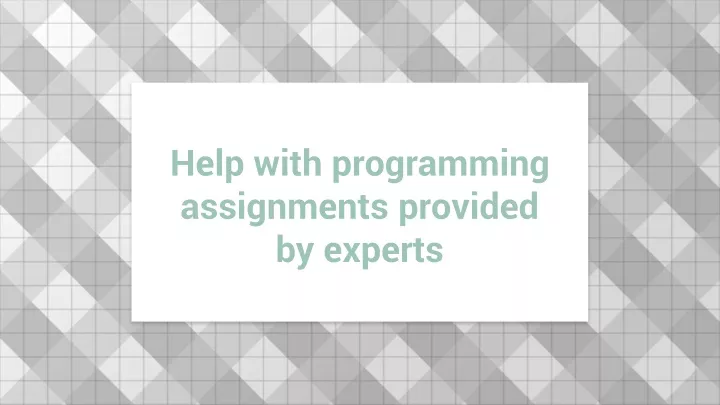 programming with assignments