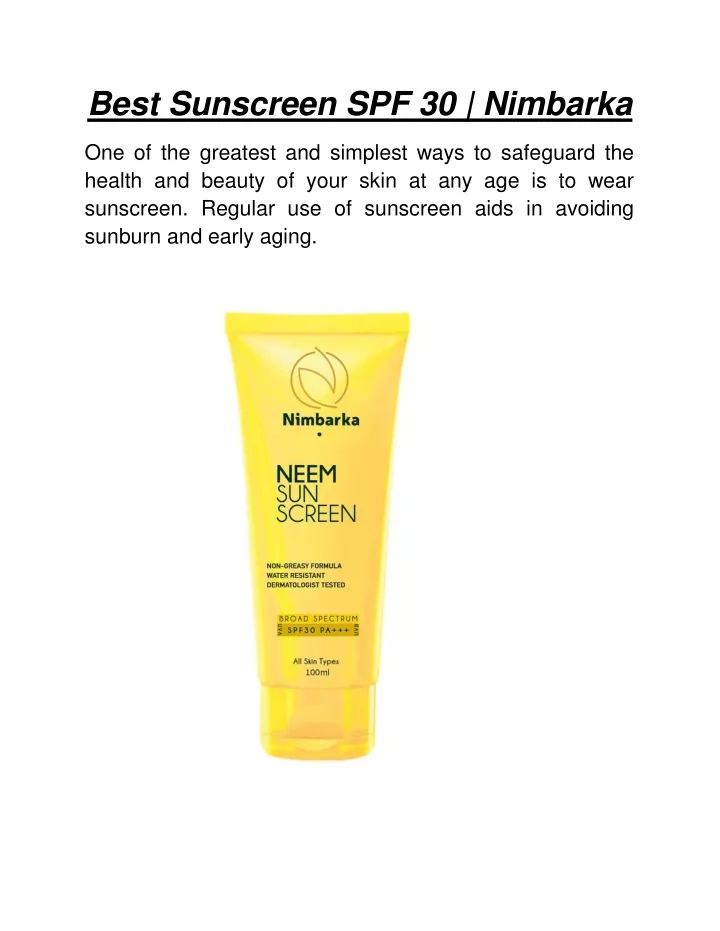 PPT Best Sunscreen SPF 30 Nimbarka PowerPoint Presentation, free